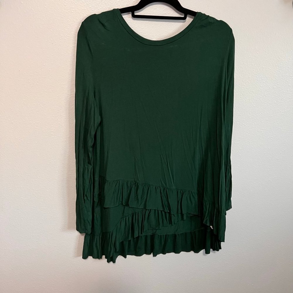 Plus Size Long Sleeve Hunter Green Top